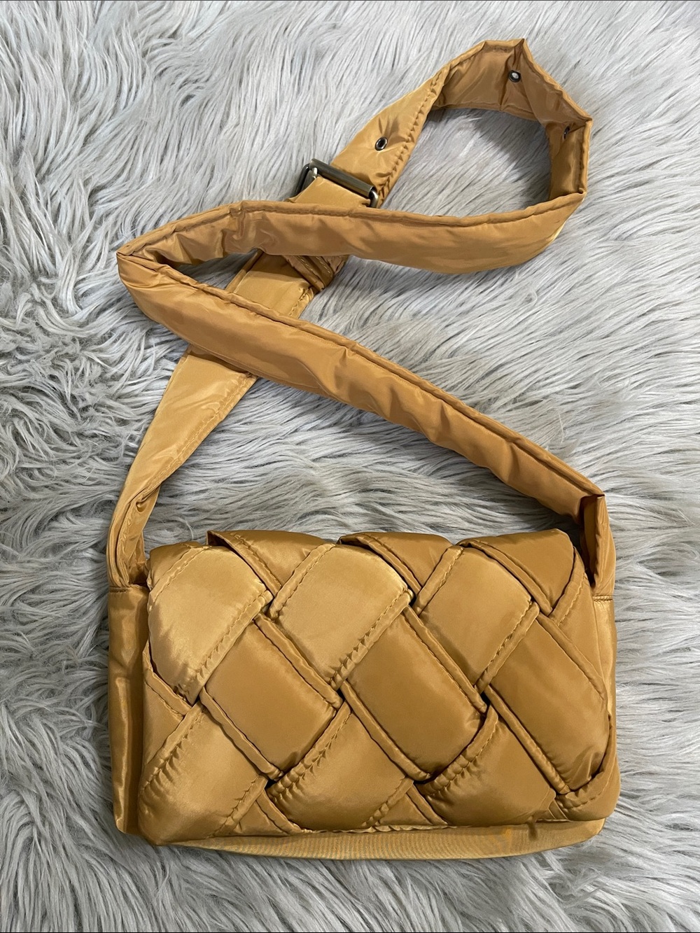 Street Level Mustard Quilted Crossbody Bag